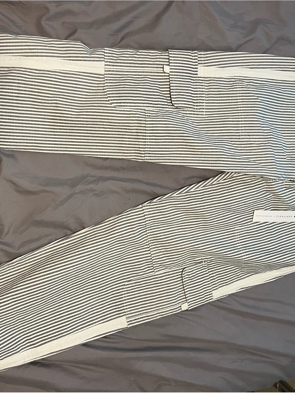 Sanctuary gray and White Striped Cropped Pants